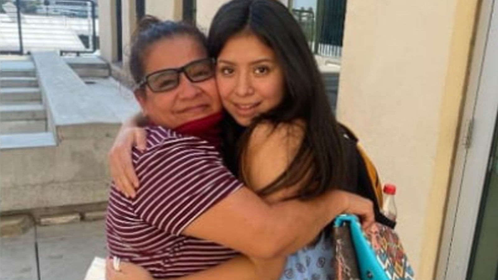 Reunited mom and daughter